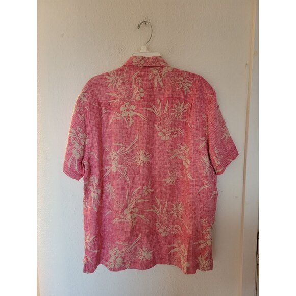 Tommy Bahama Mens Red Floral Linen Hawaiian Shirt XL Island Modern Fit Short Sle - Picture 3 of 6